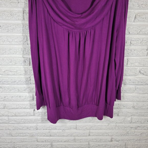 Just My Size Women Top 4X Plus Tunic Draped Neck Purple Poly Blend PUR27E - Picture 4 of 8